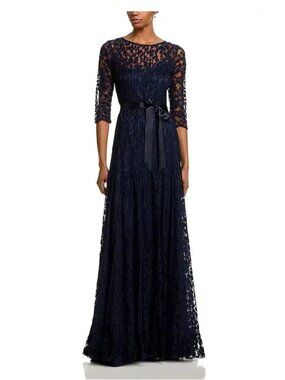 NWT Rickie Freeman For Teri Jon Lace Gown Navy Size 18
